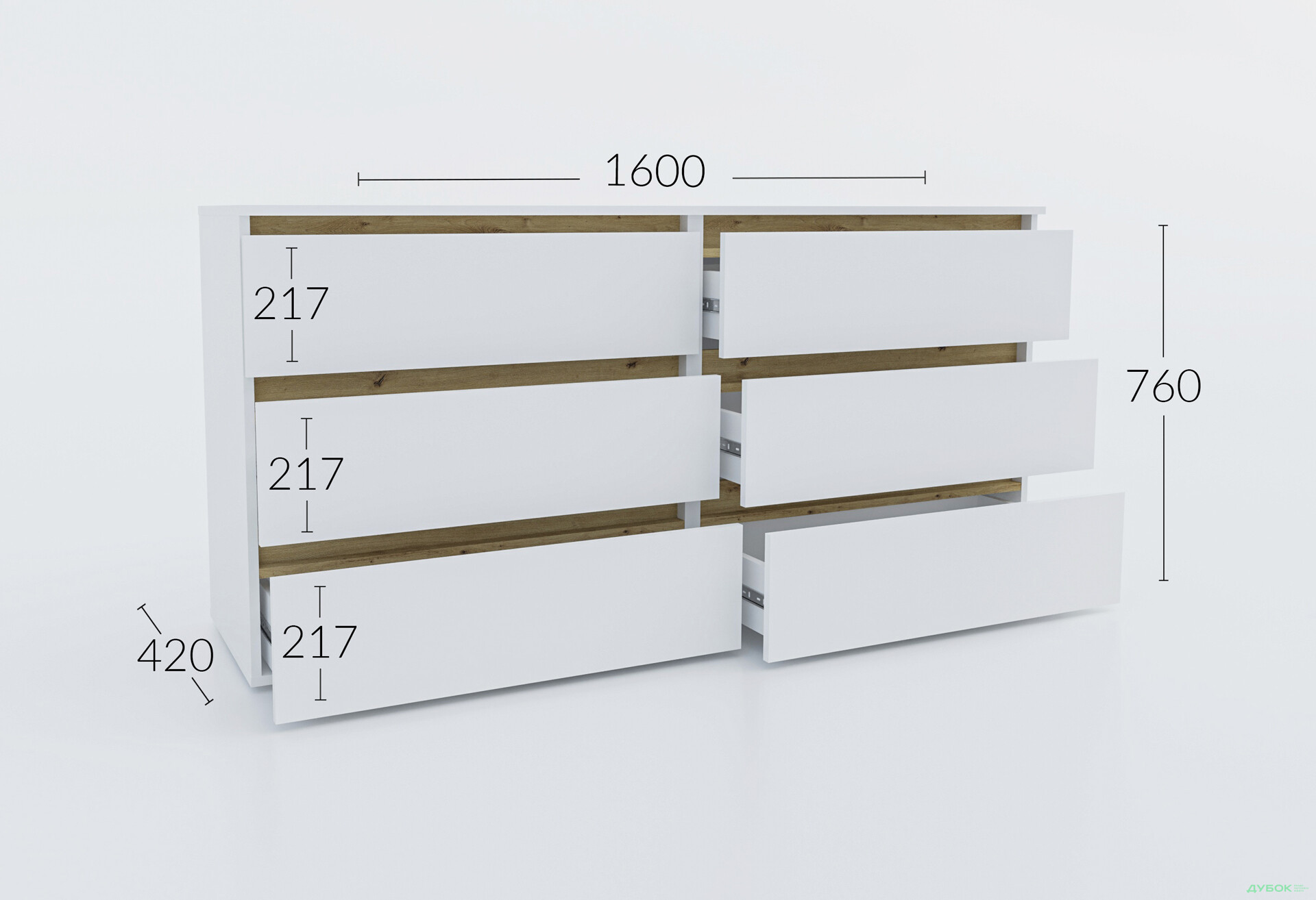 Комод Garant NV Ідея К з 6 шухлядами 160 см німфея альба - Зображення 2 Зображення 2 - Комод Garant NV Ідея К з 6 шухлядами 160 см німфея альба