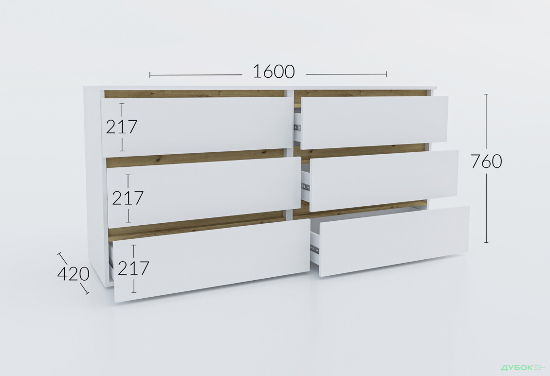 Комод Garant NV Ідея К з 6 шухлядами 160 см німфея альба - Зображення 2 Зображення 2 - Комод Garant NV Ідея К з 6 шухлядами 160 см німфея альба