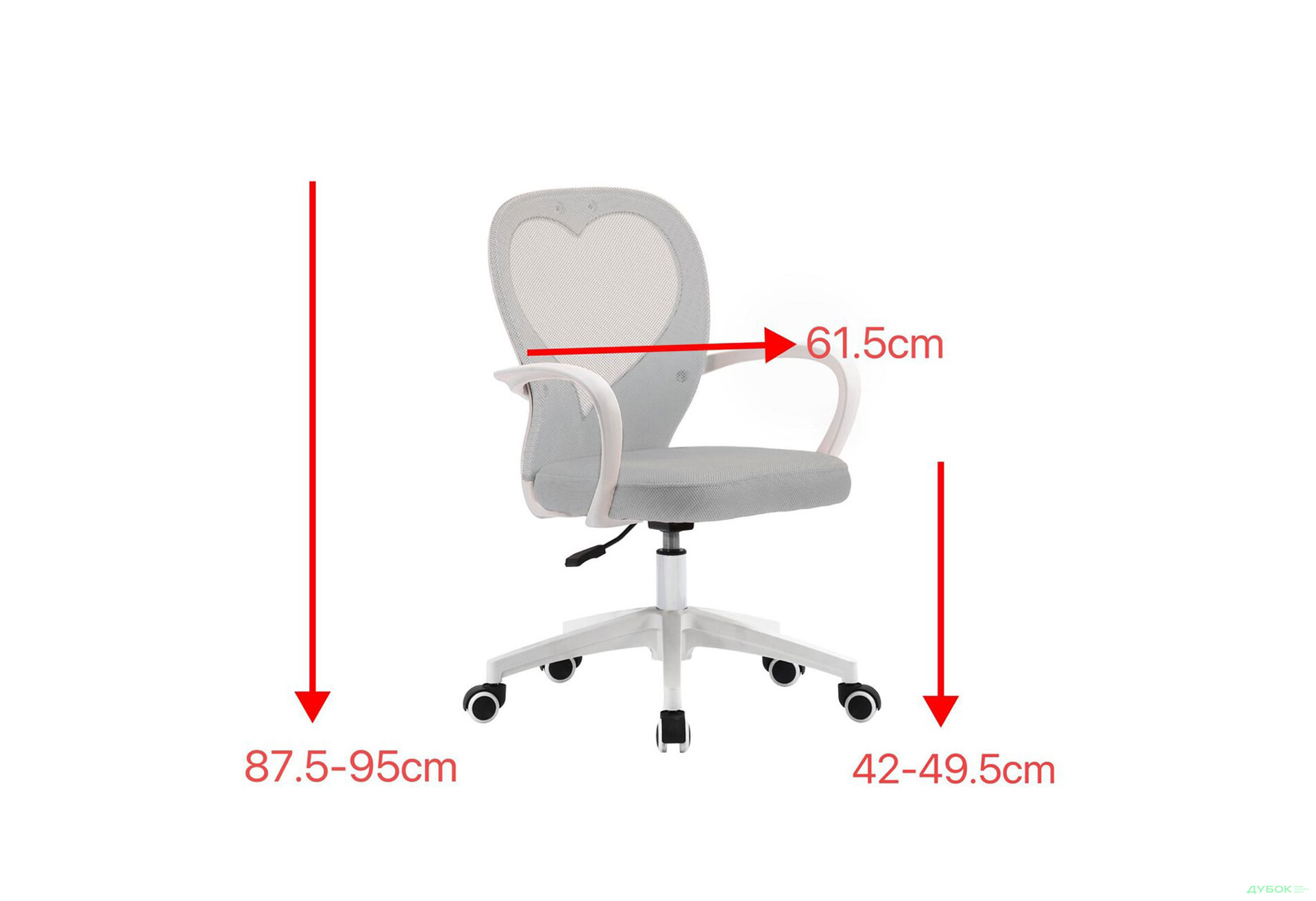 Зображення 3 - Крісло Інтарсіо Стейсі / Stacey поворотне світло-сіре / білий каркас