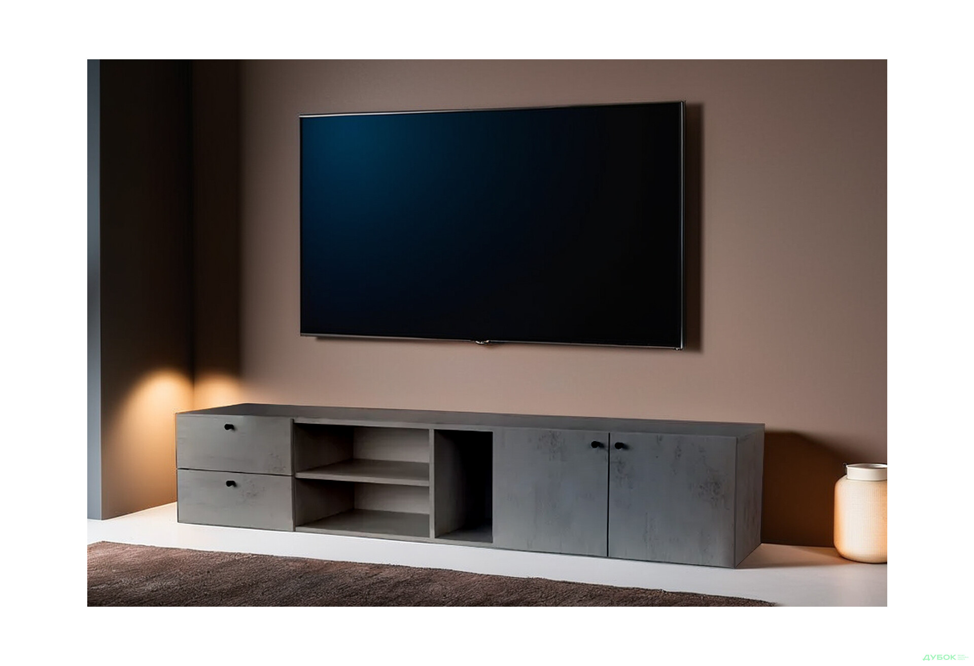 Изображение 2 - Тумба под ТВ Moreli Немо / Nemo с 2 дверками и 2 ящиками 180 см бетон тефра