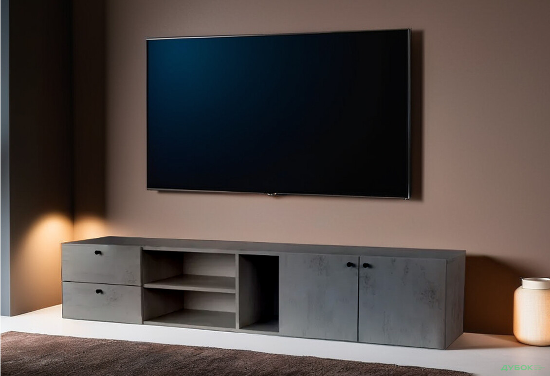 Изображение 2 - Тумба под ТВ Moreli Немо / Nemo с 2 дверками и 2 ящиками 180 см бетон тефра