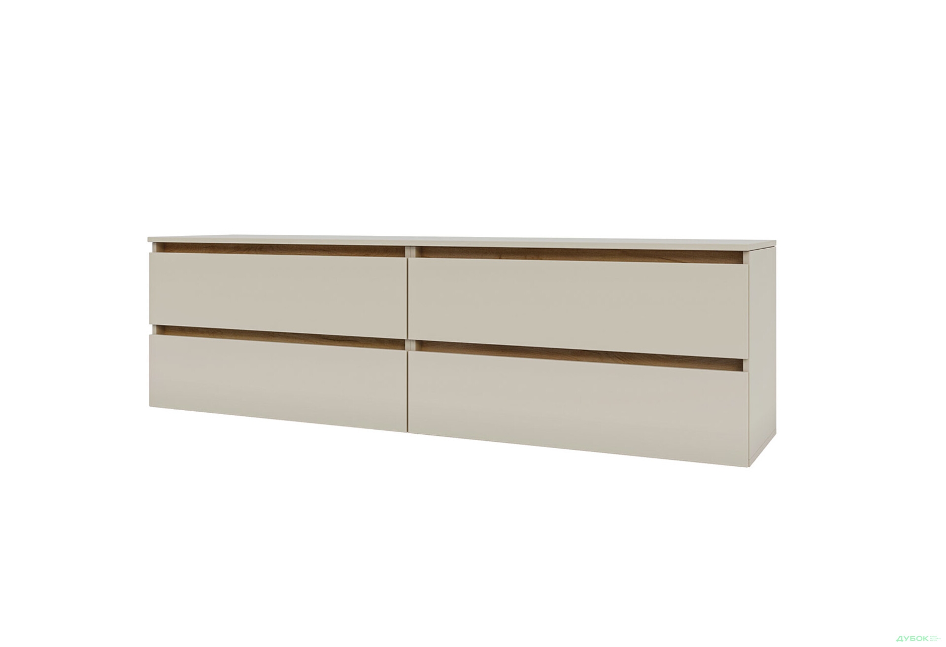 Тумба під ТВ Garant Ідея з 4 шухлядами 180 см, сатин / дуб крафт золотий - Зображення 1 Зображення 1 - Тумба під ТВ Garant Ідея з 4 шухлядами 180 см, сатин / дуб крафт золотий