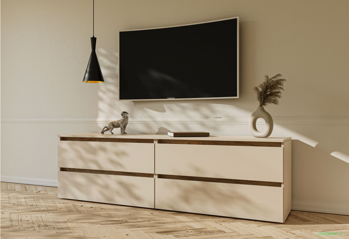 Тумба під ТВ Garant Ідея з 4 шухлядами 180 см, сатин / дуб крафт золотий - Зображення 4 Зображення 4 - Тумба під ТВ Garant Ідея з 4 шухлядами 180 см, сатин / дуб крафт золотий