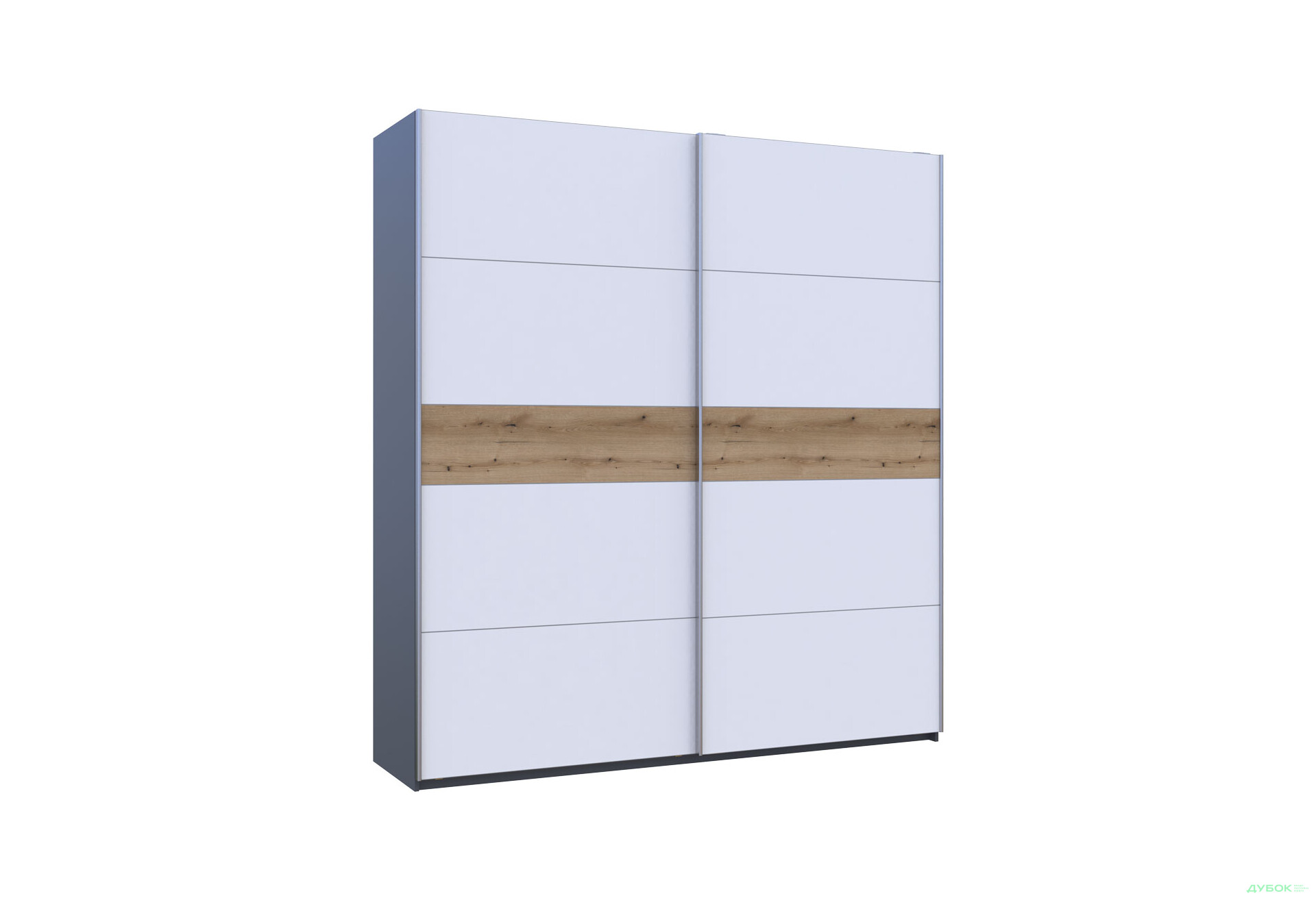 Зображення 5 - Шафа-купе Doros G-Caiser / Джі-Кейзер 2-дверна 220 см, графіт / білий вставка дуб евок