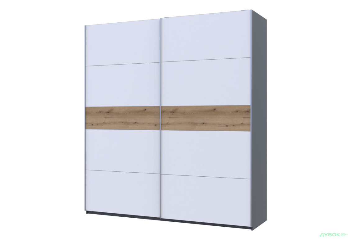 Шафа-купе Doros G-Caiser / Джі-Кейзер 2-дверна 220 см, графіт / білий вставка дуб евок