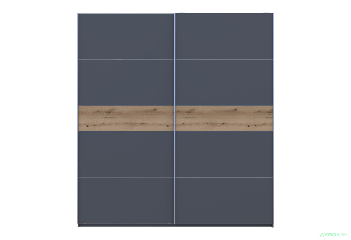 Шафа-купе Doros G-Caiser / Джі-Кейзер 2-дверна 220 см, графіт вставка дуб евок - Зображення 3 Зображення 3 - Шафа-купе Doros G-Caiser / Джі-Кейзер 2-дверна 220 см, графіт вставка дуб евок