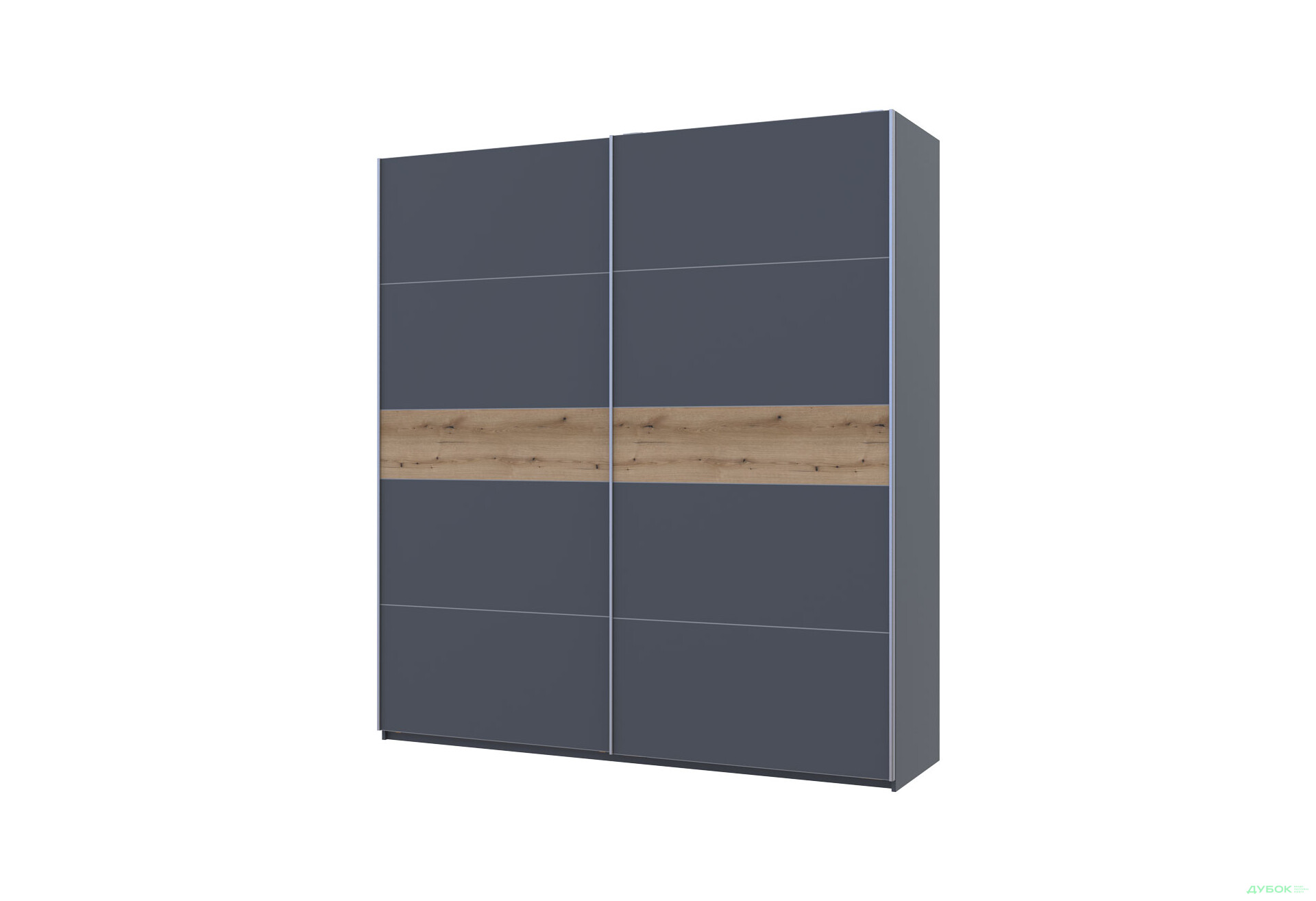 Шафа-купе Doros G-Caiser / Джі-Кейзер 2-дверна 220 см, графіт вставка дуб евок - Зображення 1 Зображення 1 - Шафа-купе Doros G-Caiser / Джі-Кейзер 2-дверна 220 см, графіт вставка дуб евок