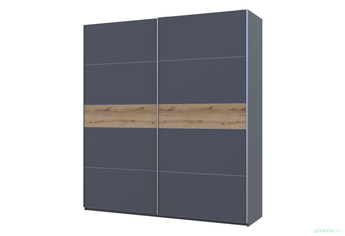 Шафа-купе Doros G-Caiser / Джі-Кейзер 2-дверна 220 см, графіт вставка дуб евок - Зображення 1 Зображення 1 - Шафа-купе Doros G-Caiser / Джі-Кейзер 2-дверна 220 см, графіт вставка дуб евок
