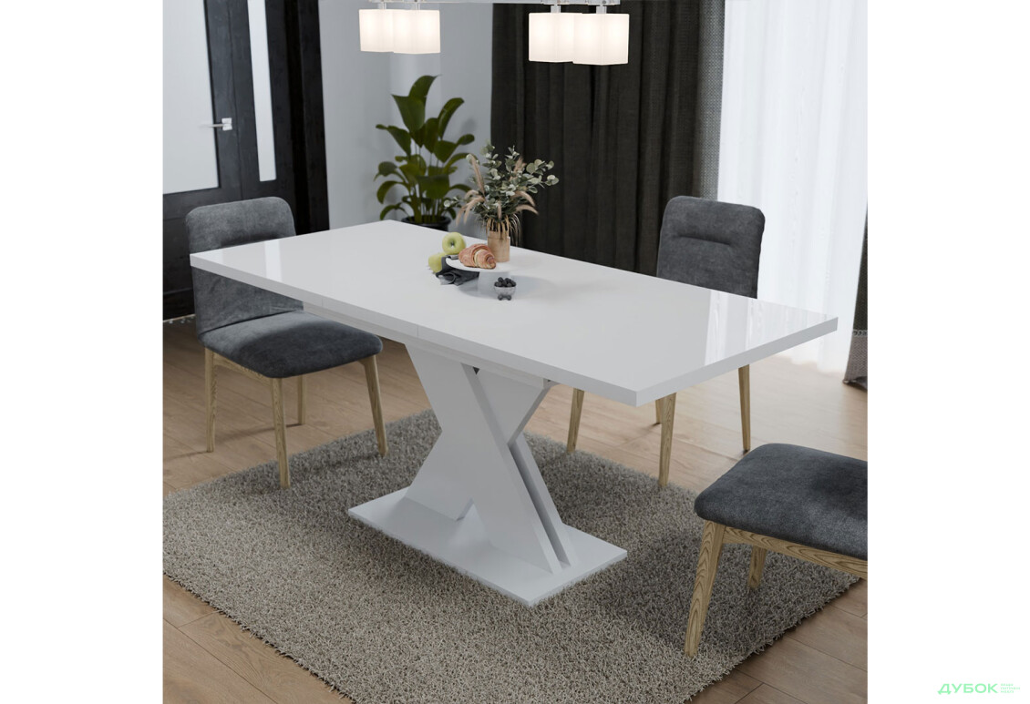 Стіл Неман Ламар розсувний 140/180х80, білий глянець - Зображення 3 Зображення 3 - Стіл Неман Ламар розсувний 140/180х80, білий глянець