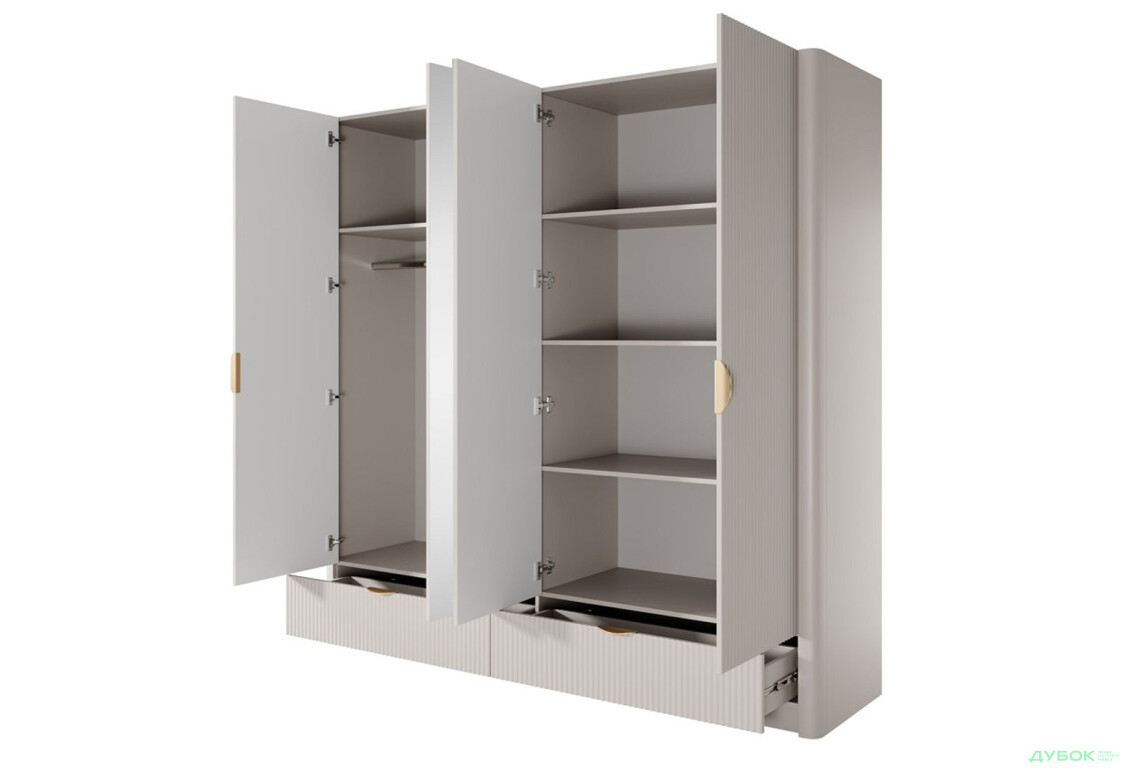 Шкаф Perfect Home Ланте / Lante 4-дверный с 2 ящиками 213 см, бежевый, золотые ручки - Изображение 2 Изображение 2 - Шкаф Perfect Home Ланте / Lante 4-дверный с 2 ящиками 213 см, бежевый, золотые ручки