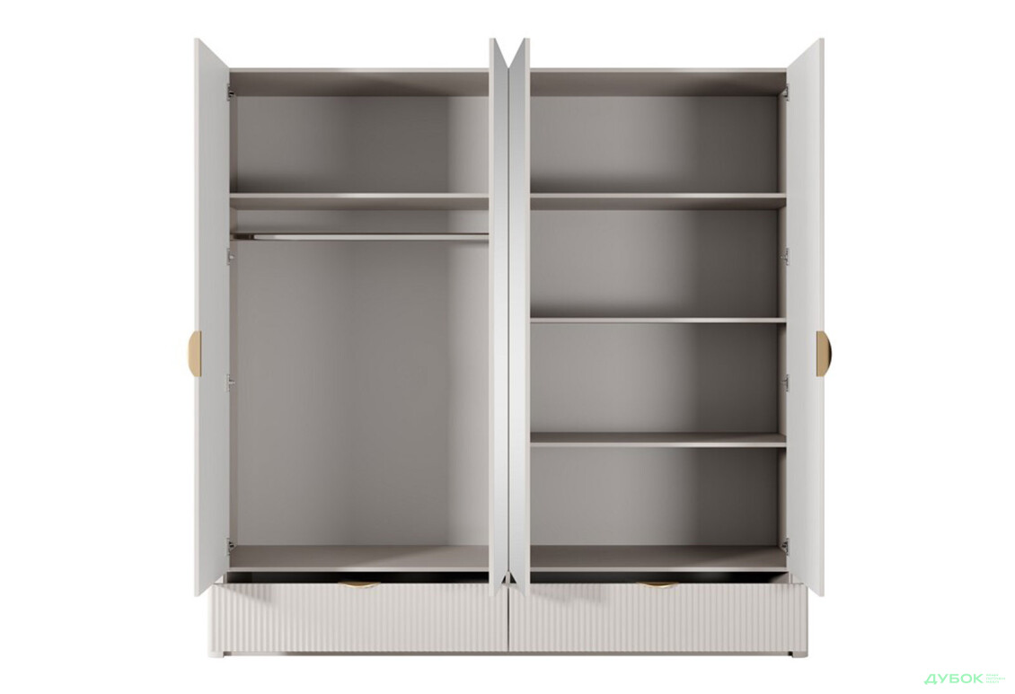 Шкаф Perfect Home Ланте / Lante 4-дверный с 2 ящиками 213 см, бежевый, золотые ручки - Изображение 5 Изображение 5 - Шкаф Perfect Home Ланте / Lante 4-дверный с 2 ящиками 213 см, бежевый, золотые ручки