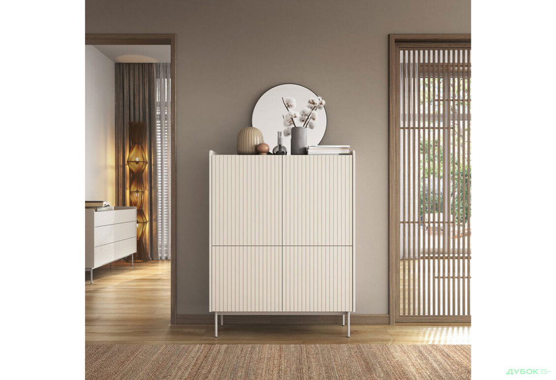 Комод Perfect Home Левел / Level 4-дверний 103 см, бежевий / дуб сканді - Зображення 2 Зображення 2 - Комод Perfect Home Левел / Level 4-дверний 103 см, бежевий / дуб сканді