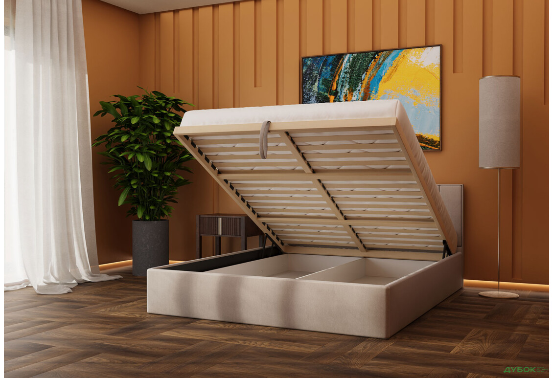 Ліжко-подіум Arbor Drev Рафаель 160х200, сосна, підйомне, фанерний каркас, беж (Лагуна 07) - Зображення 4 Зображення 4 - Ліжко-подіум Arbor Drev Рафаель 160х200, сосна, підйомне, фанерний каркас, беж (Лагуна 07)