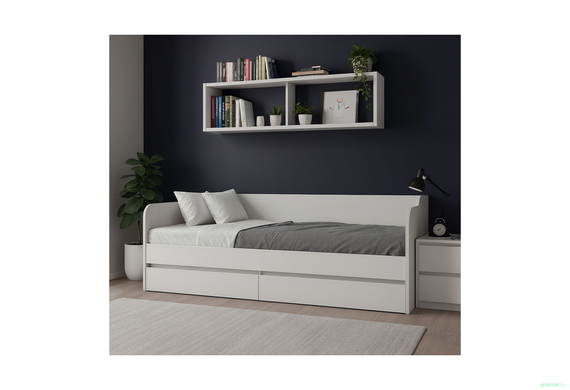 Ліжко Ідея Garant 90х200 см із вкладом та шухлядами, німфея альба - Зображення 2 Зображення 2 - Ліжко Ідея Garant 90х200 см із вкладом та шухлядами, німфея альба