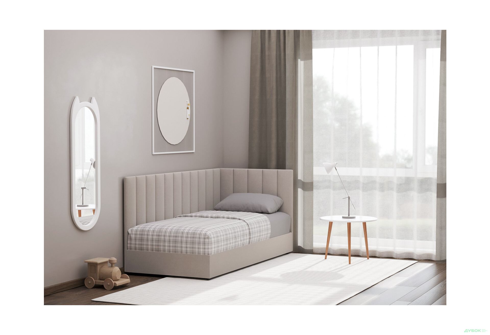 Ліжко-подіум Vika Перлина 90х200 см підйомне з матрацом, збірка права, беж (Malcolm 55) - Зображення 2 Зображення 2 - Ліжко-подіум Vika Перлина 90х200 см підйомне з матрацом, збірка права, беж (Malcolm 55)