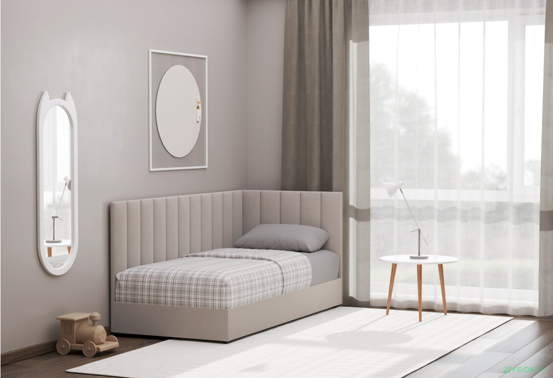 Ліжко-подіум Vika Перлина 90х200 см підйомне з матрацом, збірка права, беж (Malcolm 55) - Зображення 2 Зображення 2 - Ліжко-подіум Vika Перлина 90х200 см підйомне з матрацом, збірка права, беж (Malcolm 55)