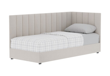 Ліжко-подіум Vika Перлина 90х200 см підйомне з матрацом, збірка права, беж (Malcolm 55)