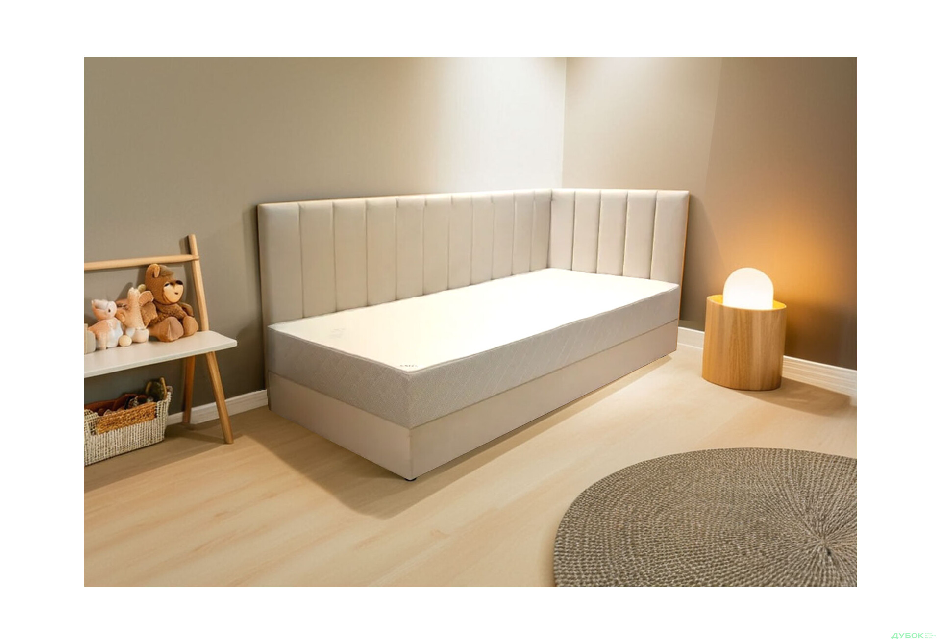 Ліжко-подіум Vika Перлина 90х200 см підйомне з матрацом, збірка права, беж (Malcolm 55) - Зображення 3 Зображення 3 - Ліжко-подіум Vika Перлина 90х200 см підйомне з матрацом, збірка права, беж (Malcolm 55)