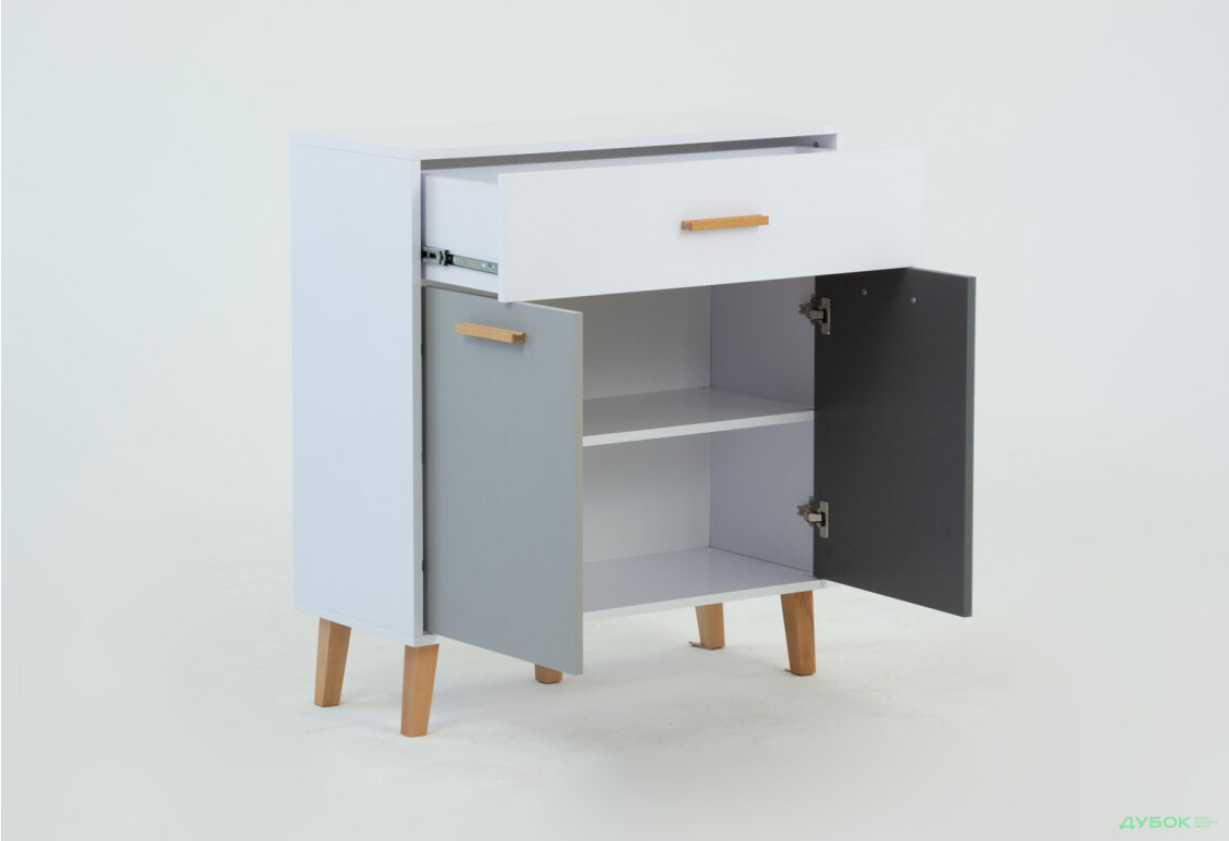 Комод VMV holding Тіммі / Timmy 2-дверний з шухлядою 84 см, білий / графіт / шиншила - Зображення 4 Зображення 4 - Комод VMV holding Тіммі / Timmy 2-дверний з шухлядою 84 см, білий / графіт / шиншила