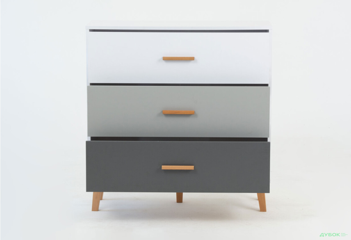 Комод VMV holding Тіммі / Timmy з 3 шухлядами 90 см, білий / графіт / шиншила - Зображення 4 Зображення 4 - Комод VMV holding Тіммі / Timmy з 3 шухлядами 90 см, білий / графіт / шиншила