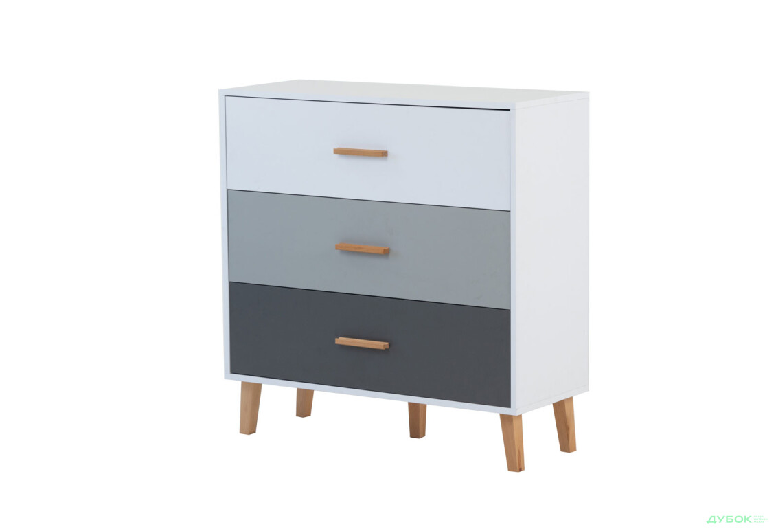 Комод VMV holding Тіммі / Timmy з 3 шухлядами 90 см, білий / графіт / шиншила - Зображення 1 Зображення 1 - Комод VMV holding Тіммі / Timmy з 3 шухлядами 90 см, білий / графіт / шиншила