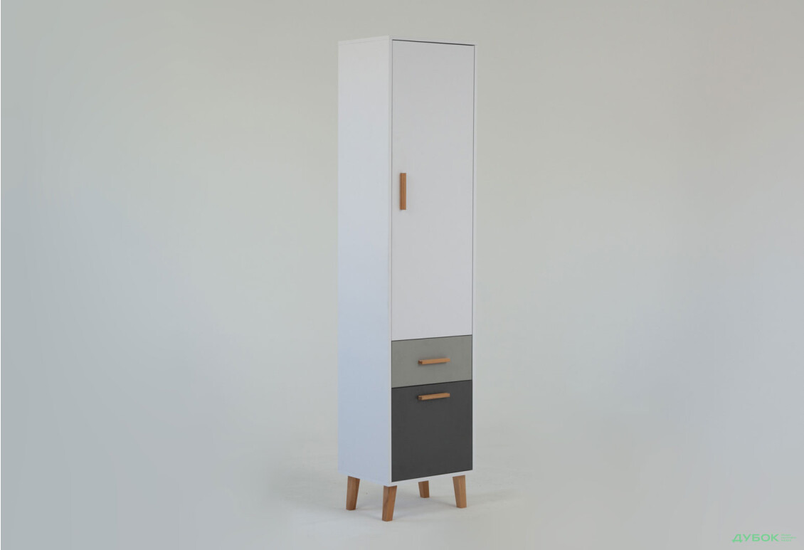 Шафа-пенал VMV holding Тіммі / Timmy закритий з шухлядою 47 см, білий / графіт / шиншила - Зображення 8 Зображення 8 - Шафа-пенал VMV holding Тіммі / Timmy закритий з шухлядою 47 см, білий / графіт / шиншила