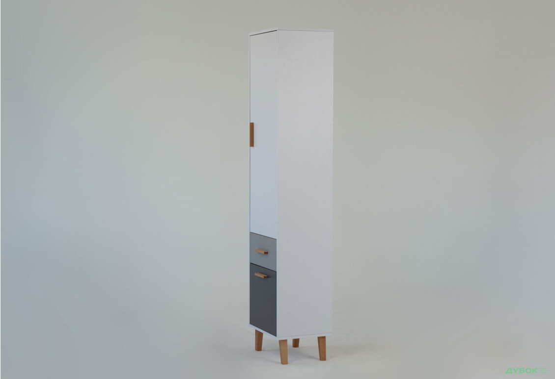 Шафа-пенал VMV holding Тіммі / Timmy закритий з шухлядою 47 см, білий / графіт / шиншила - Зображення 4 Зображення 4 - Шафа-пенал VMV holding Тіммі / Timmy закритий з шухлядою 47 см, білий / графіт / шиншила