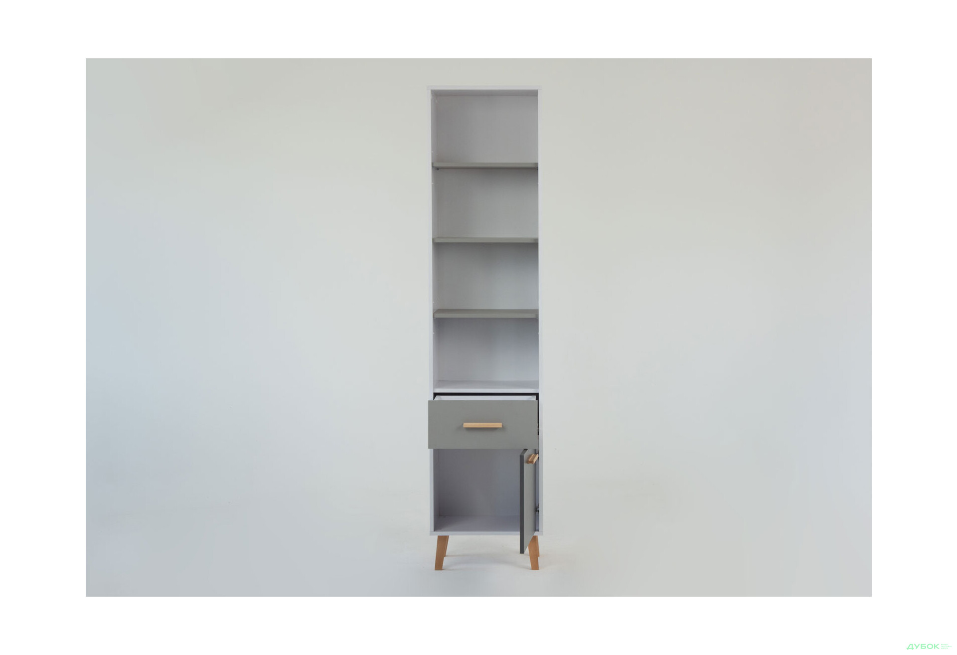 Изображение 5 - Шкаф-стеллаж открытый VMV holding Тимми / Timmy с дверкой и ящиком 47 см, белый / графит / шиншилла