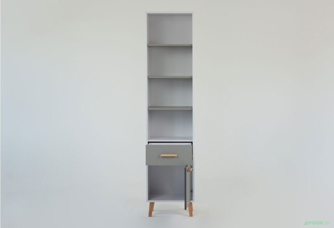 Изображение 5 - Шкаф-стеллаж открытый VMV holding Тимми / Timmy с дверкой и ящиком 47 см, белый / графит / шиншилла