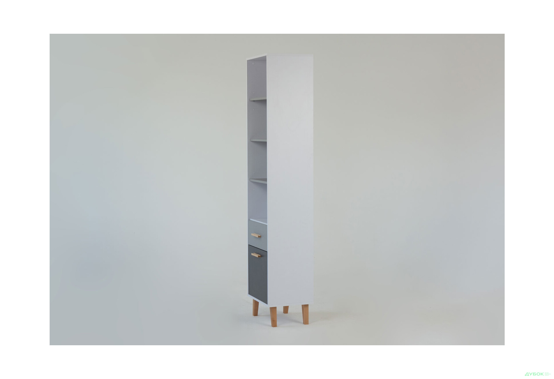 Изображение 6 - Шкаф-стеллаж открытый VMV holding Тимми / Timmy с дверкой и ящиком 47 см, белый / графит / шиншилла