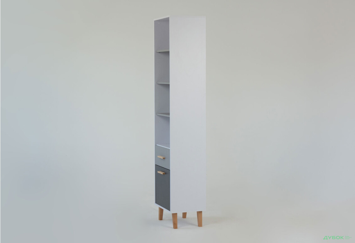 Изображение 6 - Шкаф-стеллаж открытый VMV holding Тимми / Timmy с дверкой и ящиком 47 см, белый / графит / шиншилла