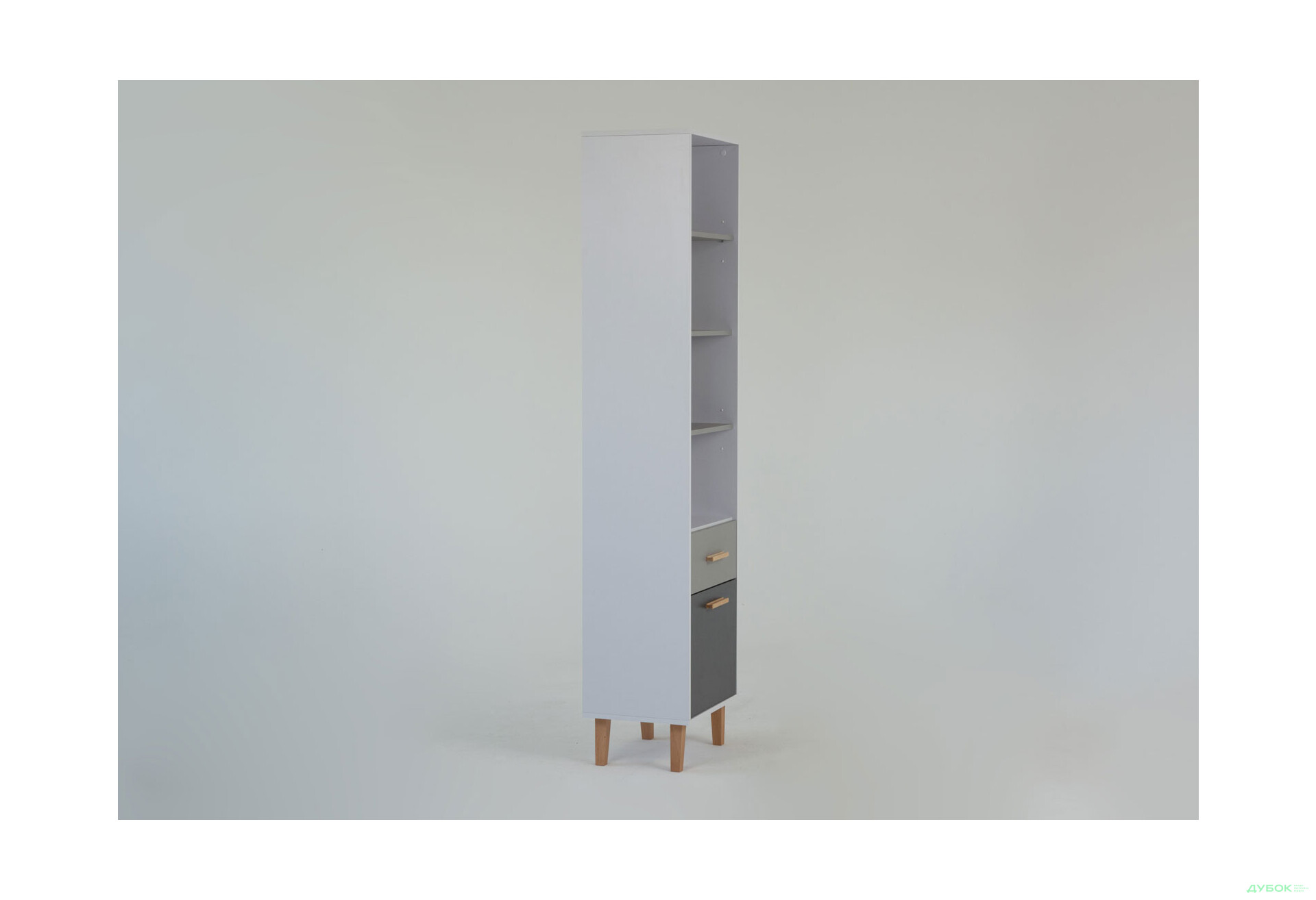 Изображение 7 - Шкаф-стеллаж открытый VMV holding Тимми / Timmy с дверкой и ящиком 47 см, белый / графит / шиншилла