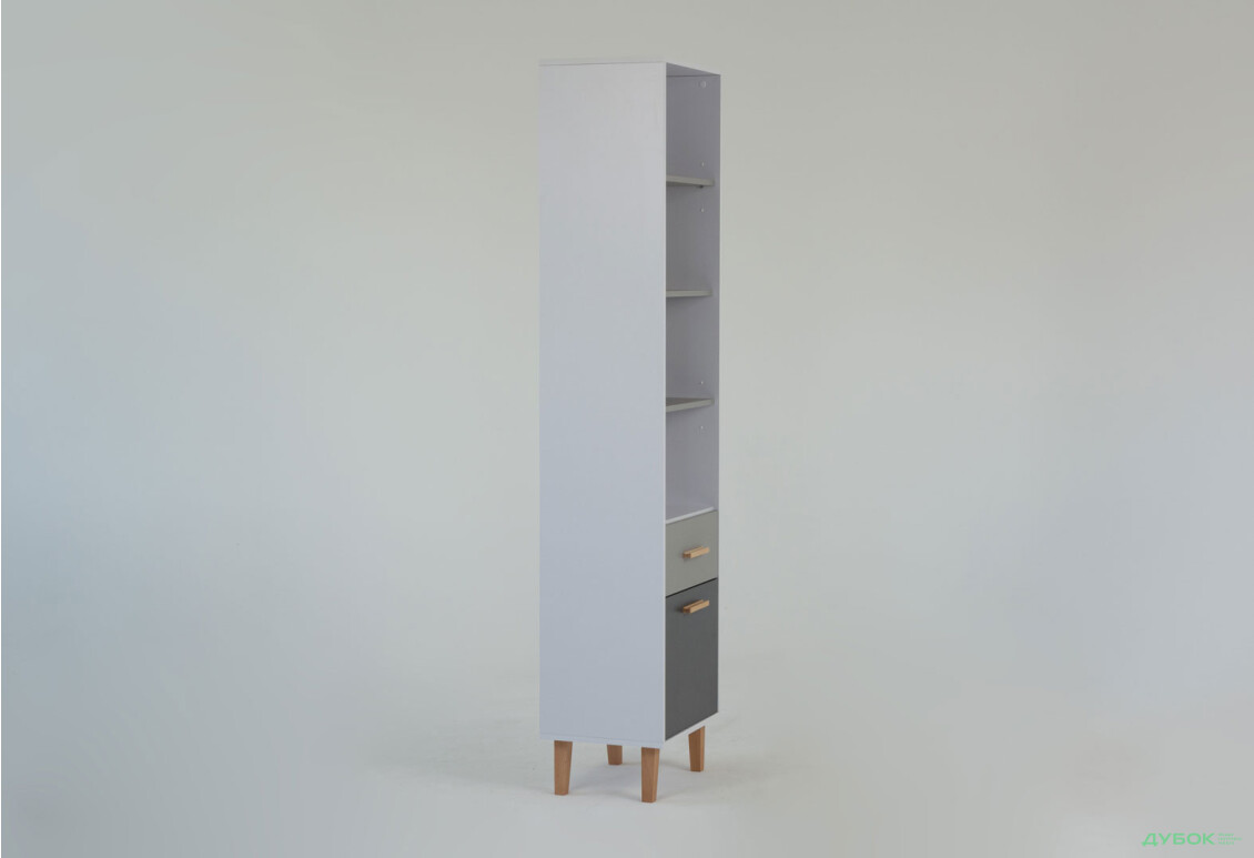 Изображение 7 - Шкаф-стеллаж открытый VMV holding Тимми / Timmy с дверкой и ящиком 47 см, белый / графит / шиншилла