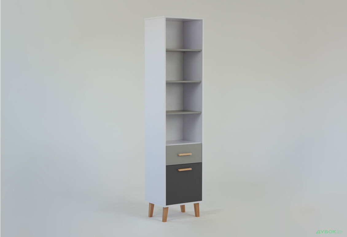 Изображение 3 - Шкаф-стеллаж открытый VMV holding Тимми / Timmy с дверкой и ящиком 47 см, белый / графит / шиншилла