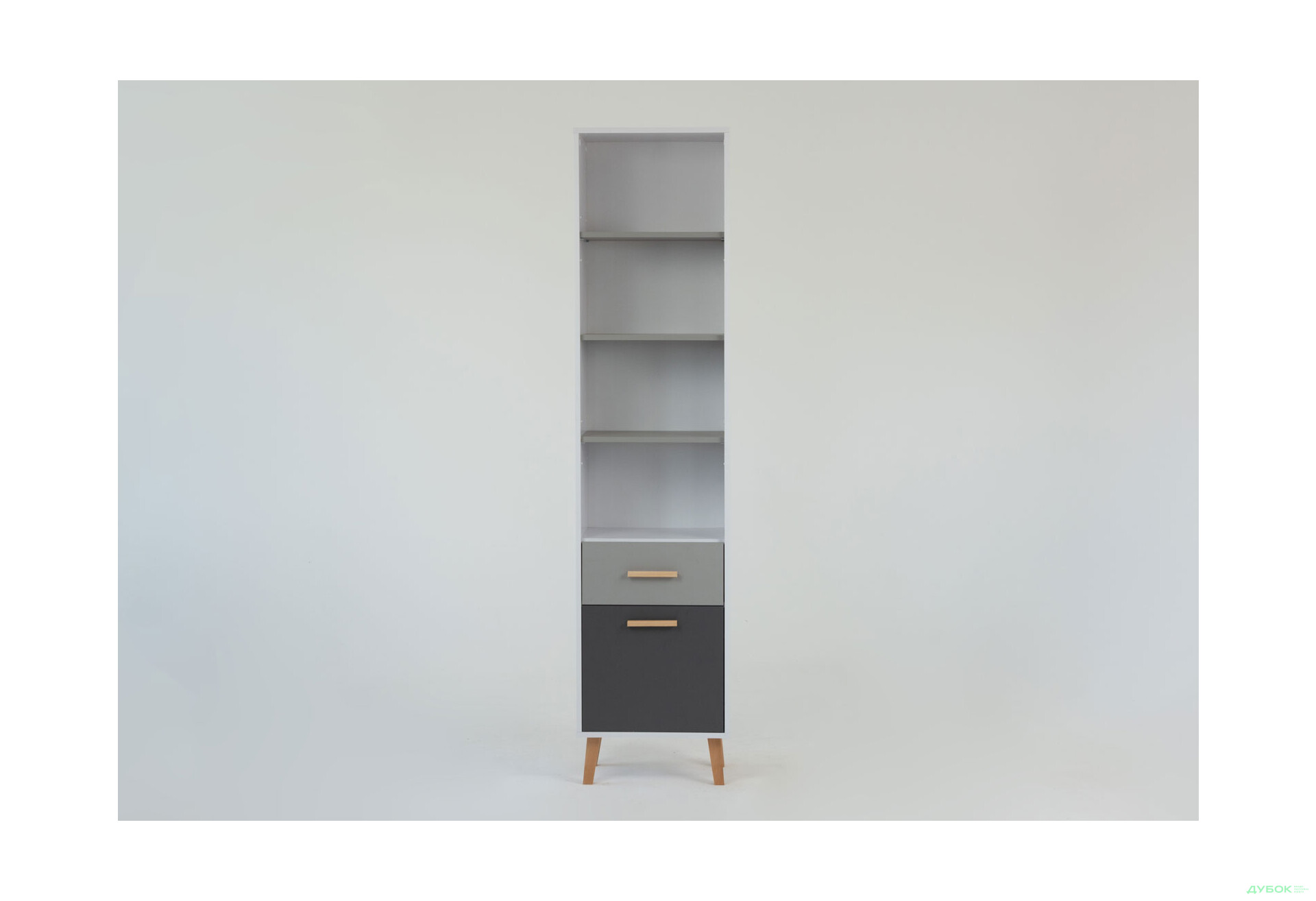 Изображение 2 - Шкаф-стеллаж открытый VMV holding Тимми / Timmy с дверкой и ящиком 47 см, белый / графит / шиншилла