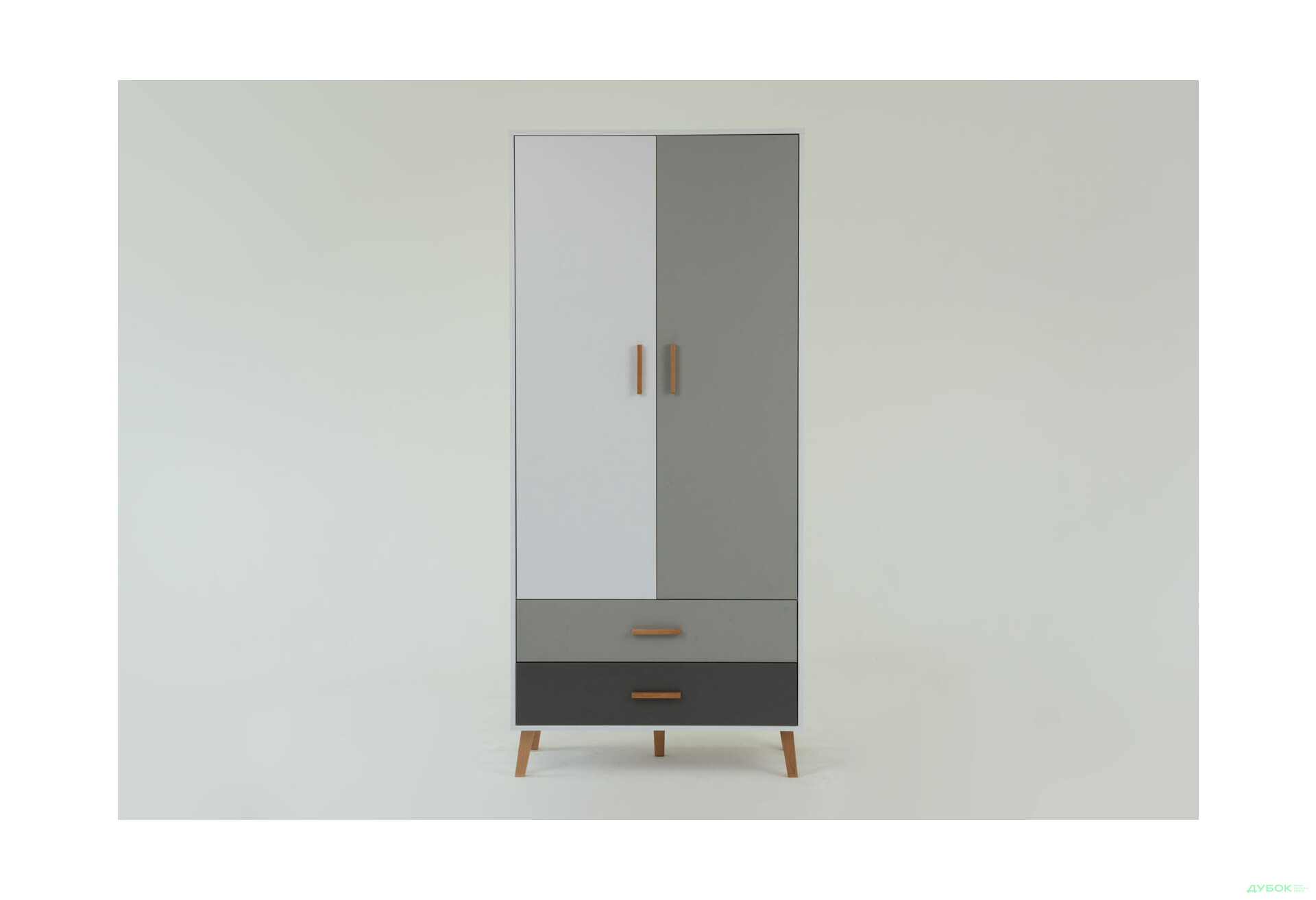 Шафа VMV holding Тіммі / Timmy 2-дверна з 2 шухлядами 90 см, білий / графіт / шиншила - Зображення 3 Зображення 3 - Шафа VMV holding Тіммі / Timmy 2-дверна з 2 шухлядами 90 см, білий / графіт / шиншила