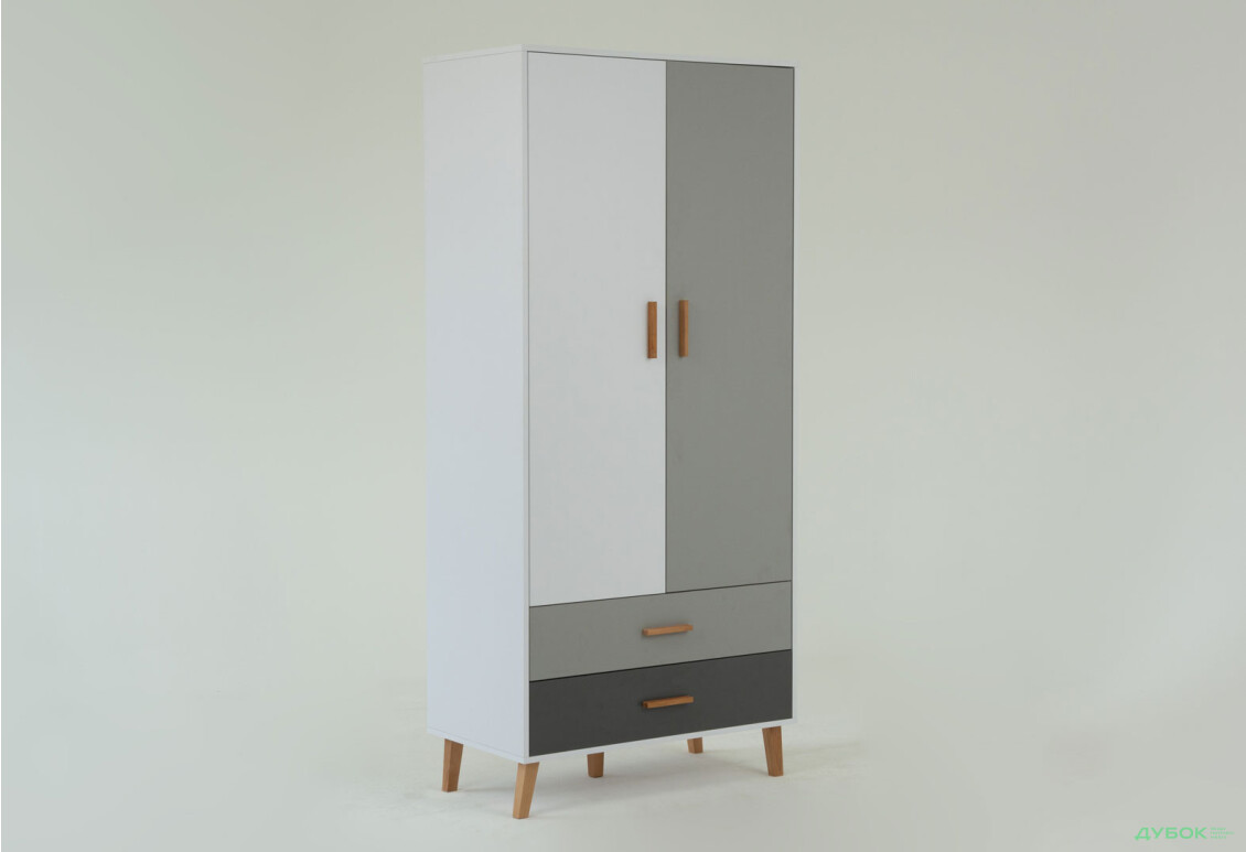 Шафа VMV holding Тіммі / Timmy 2-дверна з 2 шухлядами 90 см, білий / графіт / шиншила - Зображення 4 Зображення 4 - Шафа VMV holding Тіммі / Timmy 2-дверна з 2 шухлядами 90 см, білий / графіт / шиншила