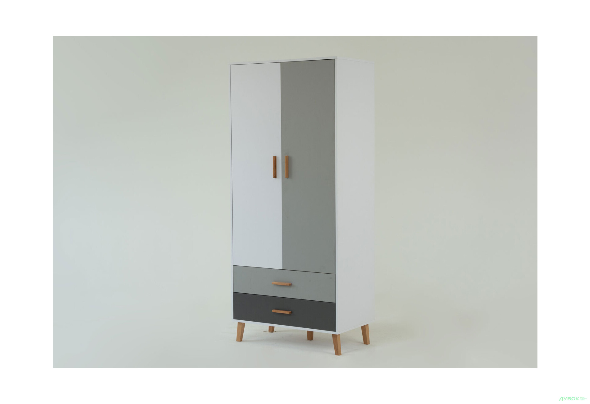 Шафа VMV holding Тіммі / Timmy 2-дверна з 2 шухлядами 90 см, білий / графіт / шиншила - Зображення 2 Зображення 2 - Шафа VMV holding Тіммі / Timmy 2-дверна з 2 шухлядами 90 см, білий / графіт / шиншила