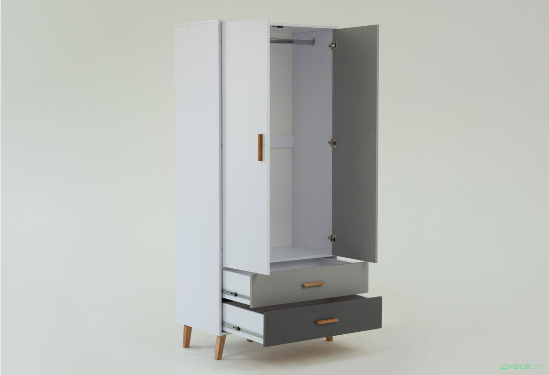 Шафа VMV holding Тіммі / Timmy 2-дверна з 2 шухлядами 90 см, білий / графіт / шиншила - Зображення 10 Зображення 10 - Шафа VMV holding Тіммі / Timmy 2-дверна з 2 шухлядами 90 см, білий / графіт / шиншила