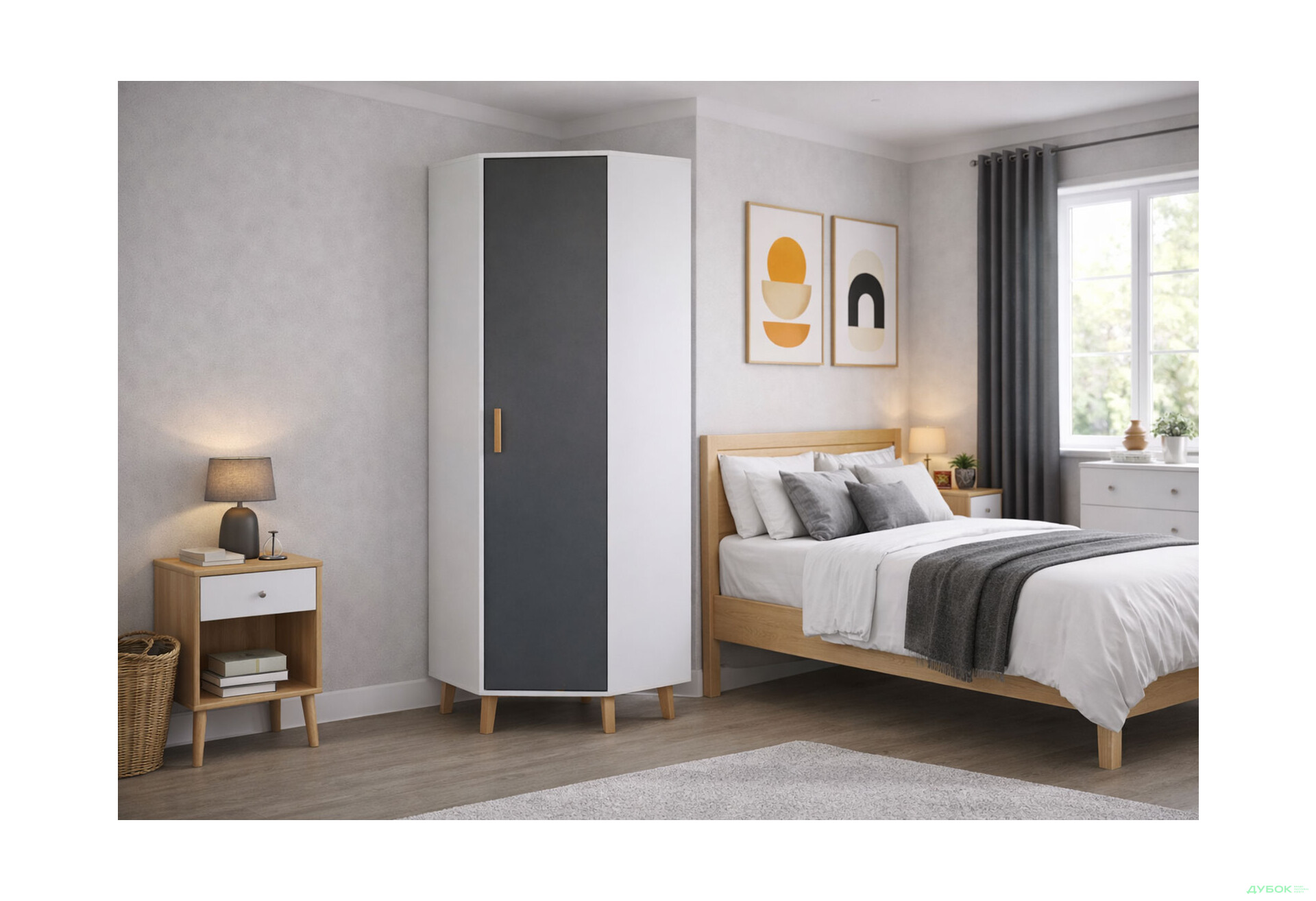 Изображение 2 - Шкаф угловой VMV holding Тимми / Timmy 1-дверная 71 см, белый / графит / шиншилла