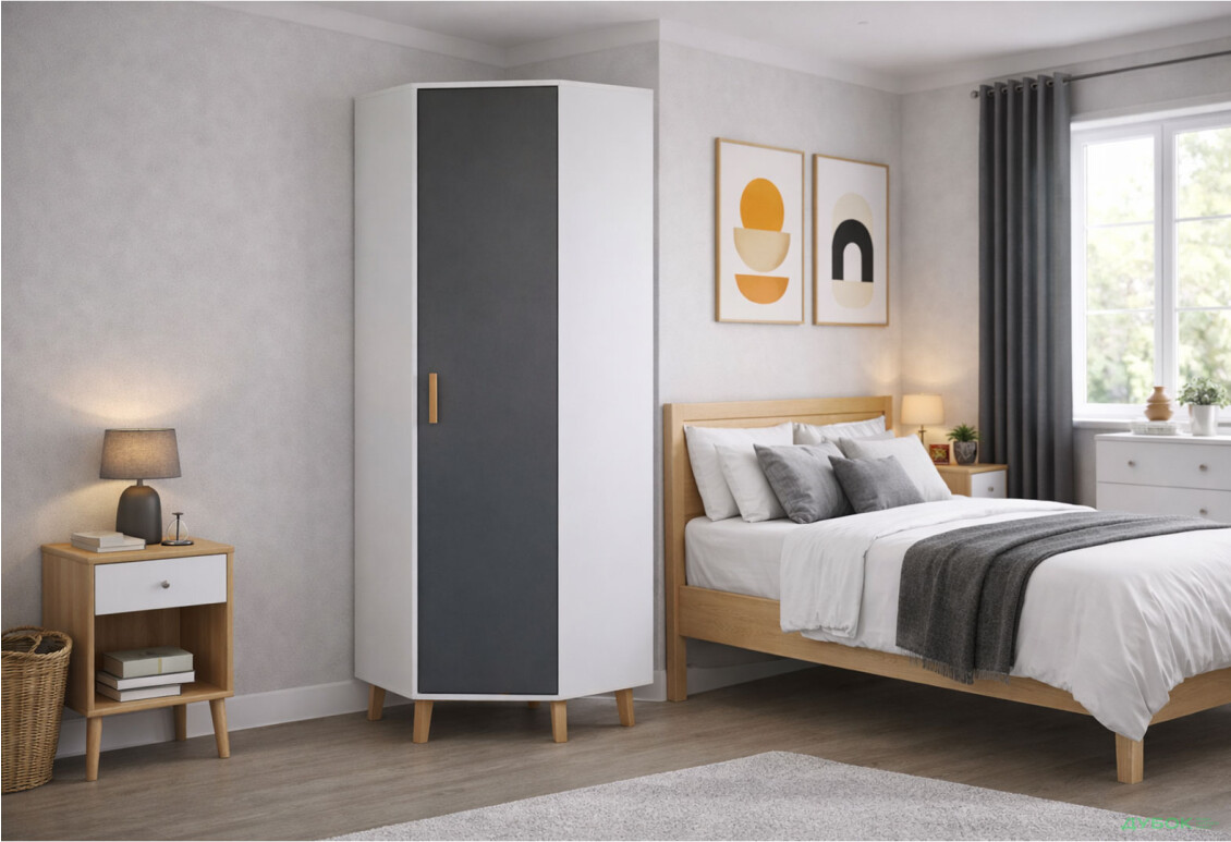 Изображение 2 - Шкаф угловой VMV holding Тимми / Timmy 1-дверная 71 см, белый / графит / шиншилла