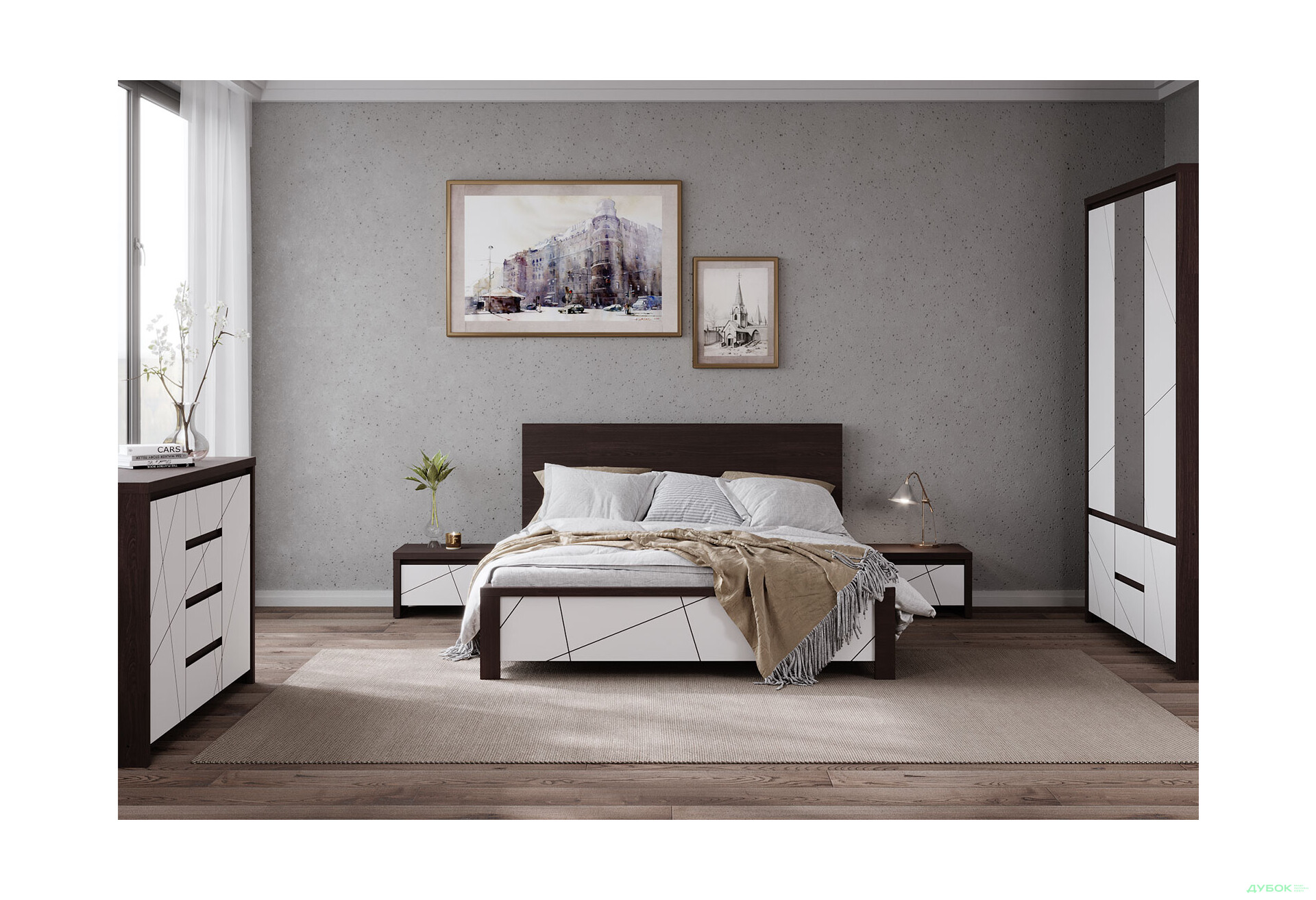 Модульна спальня Каспіан МДФ / Kaspian MDF ВМК - Зображення 1 Зображення 1 - Модульна спальня Каспіан МДФ / Kaspian MDF ВМК