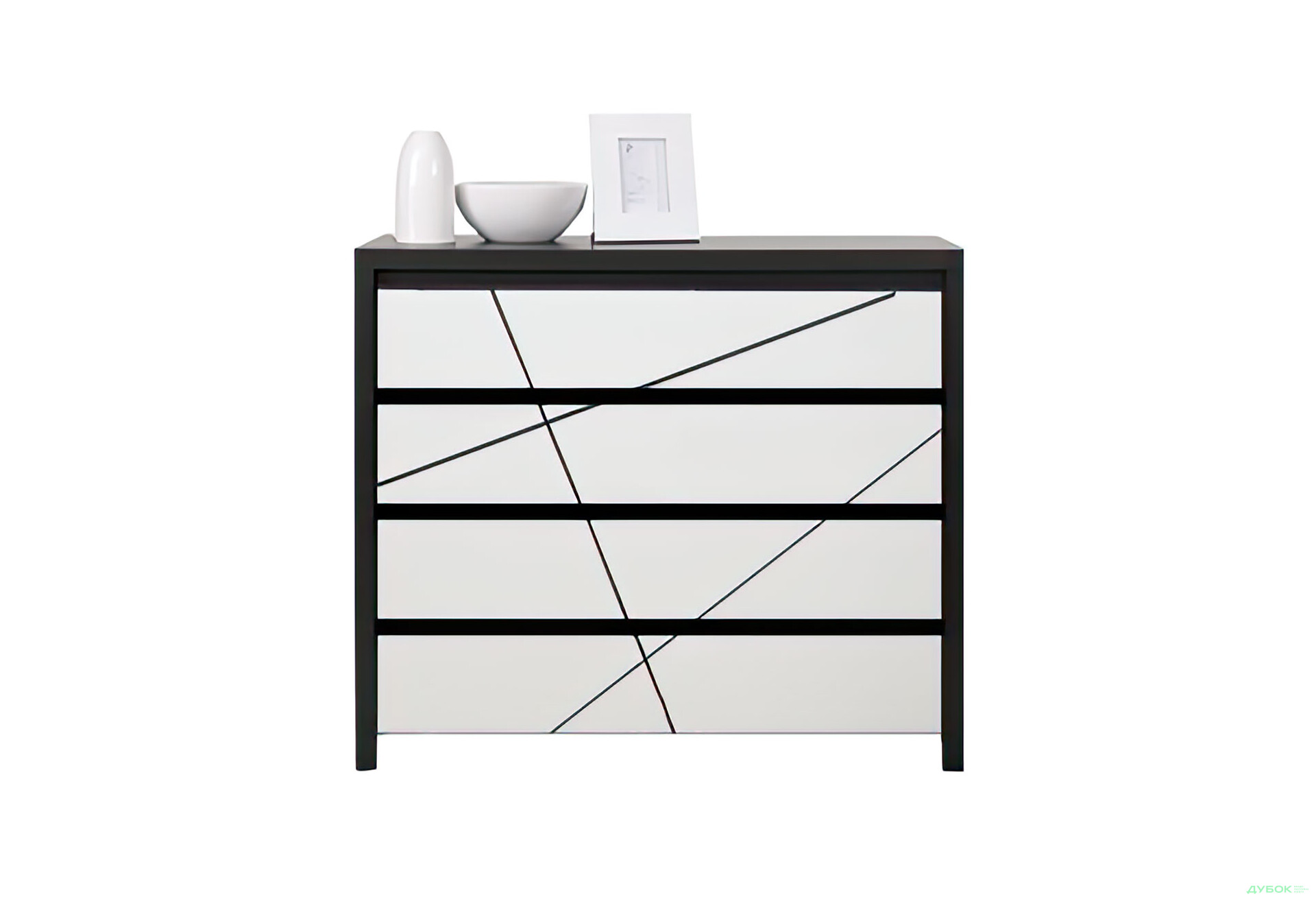 Комод ВМК Каспіан МДФ з 4 шухлядами 105 см, венге магія / білий сніг - Зображення 1 Зображення 1 - Комод ВМК Каспіан МДФ з 4 шухлядами 105 см, венге магія / білий сніг