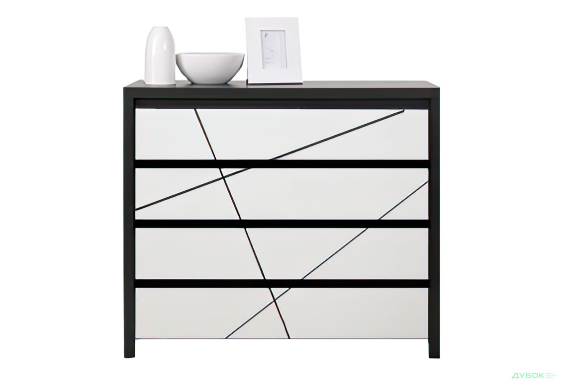 Комод ВМК Каспіан МДФ з 4 шухлядами 105 см, венге магія / білий сніг - Зображення 1 Зображення 1 - Комод ВМК Каспіан МДФ з 4 шухлядами 105 см, венге магія / білий сніг