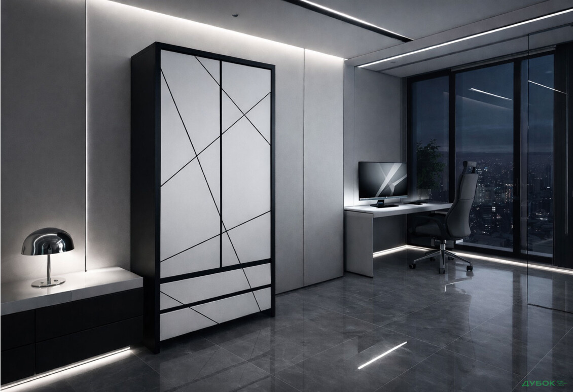 Изображение 2 - Шкаф ВМК Каспиан МДФ 2-дверный с 2 ящиками 90 см, венге магия / белый снег