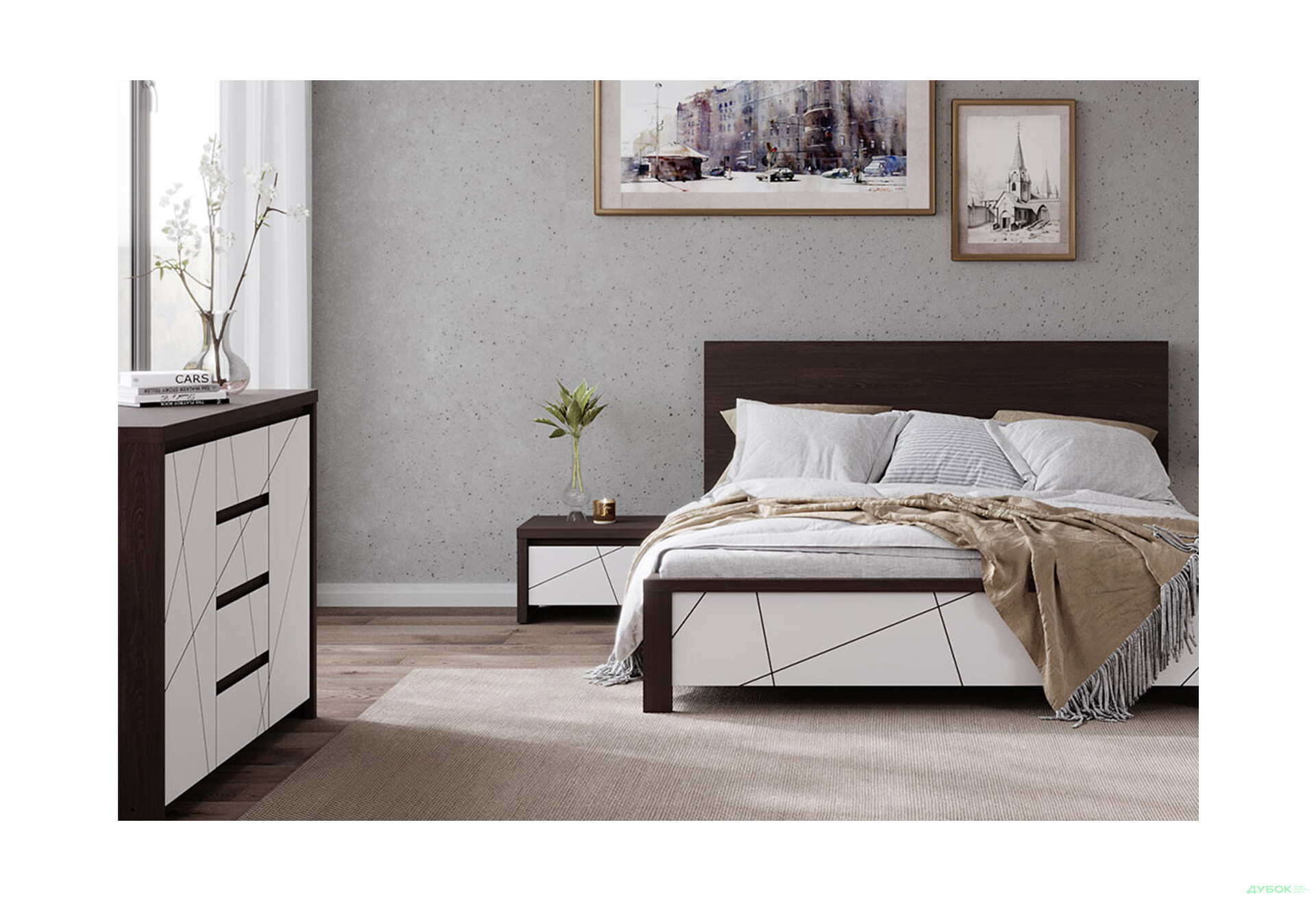 Тумба приліжкова ВМК Каспіан МДФ з 1 шухлядою 51 см, венге магія / білий сніг - Зображення 2 Зображення 2 - Тумба приліжкова ВМК Каспіан МДФ з 1 шухлядою 51 см, венге магія / білий сніг