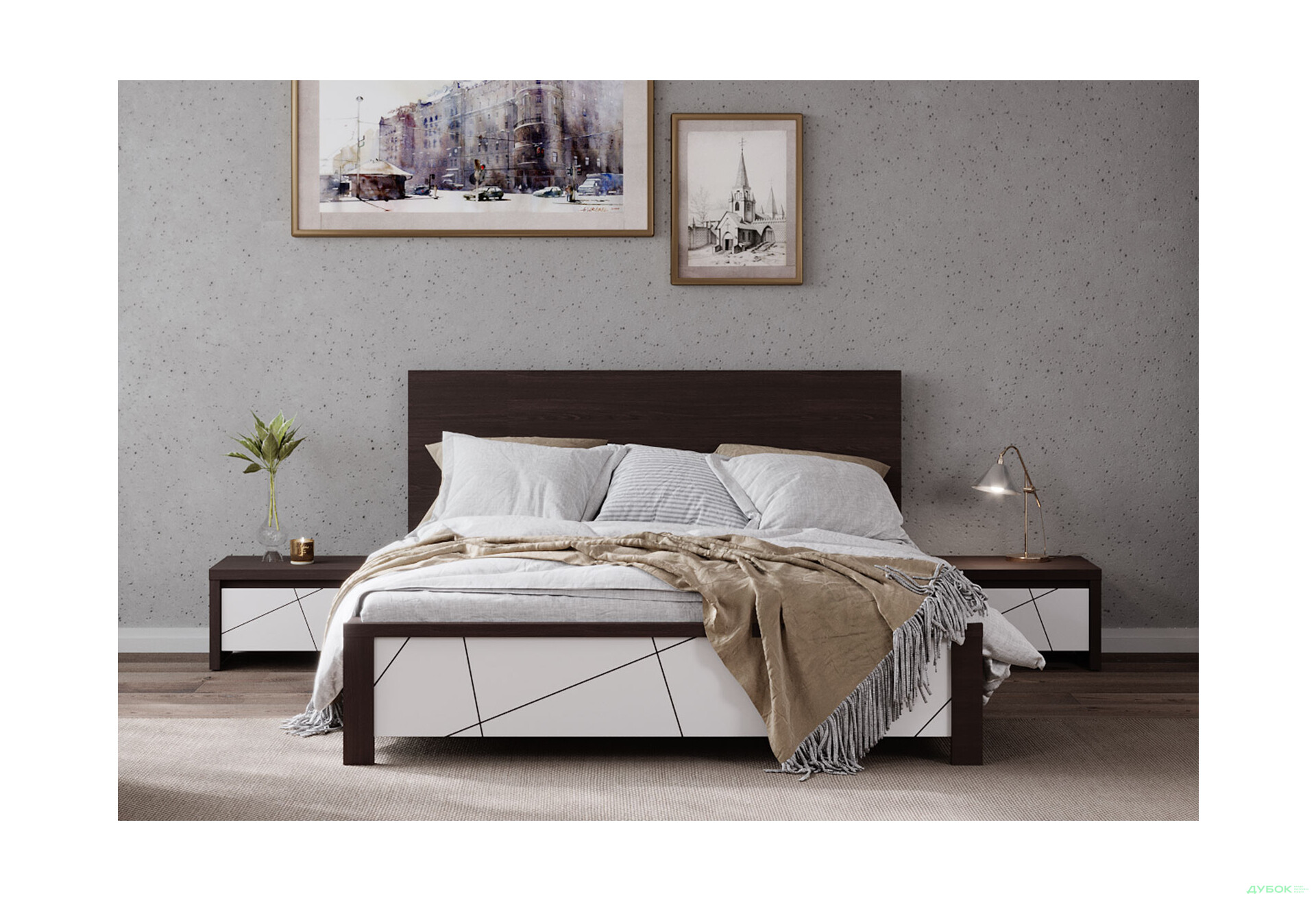 Ліжко ВМК Каспіан МДФ (без вкладу) 160х200 см венге магія / білий сніг - Зображення 2 Зображення 2 - Ліжко ВМК Каспіан МДФ (без вкладу) 160х200 см венге магія / білий сніг