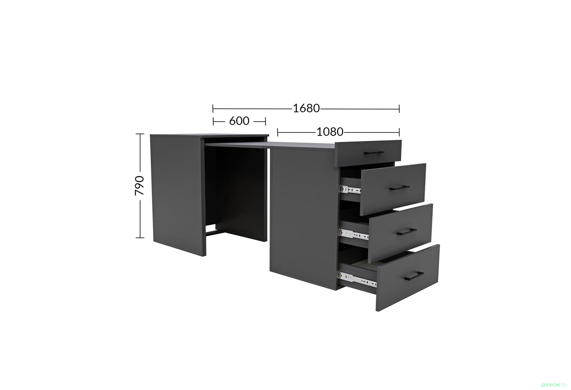 Изображение 5 - Стол-комод трансформер Garant Спейс / Space №5 с ящиками, Серый графит