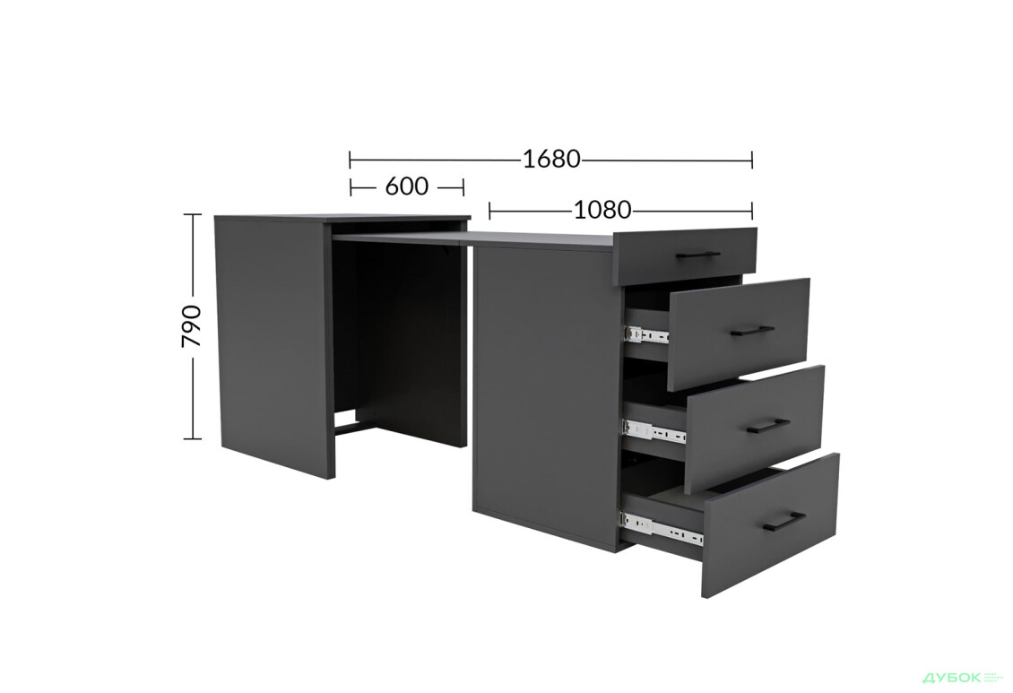 Изображение 5 - Стол-комод трансформер Garant Спейс / Space №5 с ящиками, Серый графит