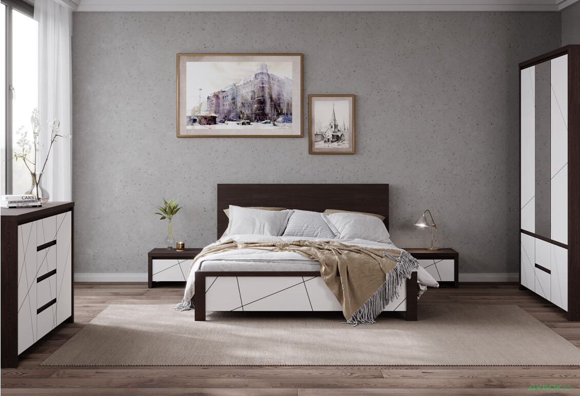 Спальня ВМК Каспіан МДФ / Kaspian MDF 3D венге магія / білий сніг - Зображення 1 Зображення 1 - Спальня ВМК Каспіан МДФ / Kaspian MDF 3D венге магія / білий сніг